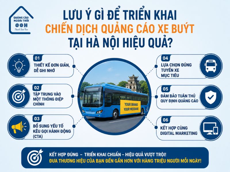 Lưu ý khi triển khai chiến dịch quảng cáo xe bus tại Hà Nội đảm bảo hiệu quả, tối ưu chi phí