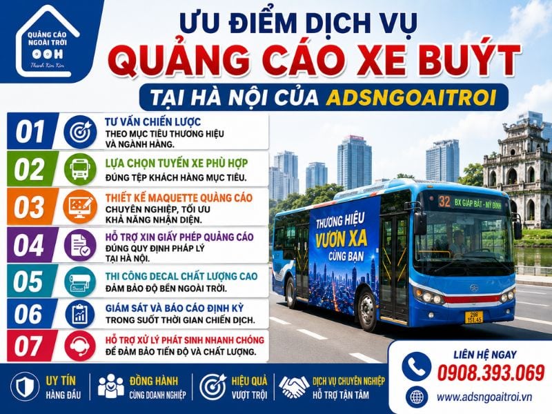 Ưu điểm dịch vụ quảng cáo xe bus tại Hà Nội của Adsngoaitroi