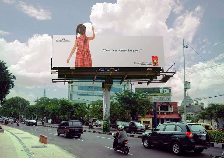 Billboard Mockup 3D bút màu Faber Castell đẹp