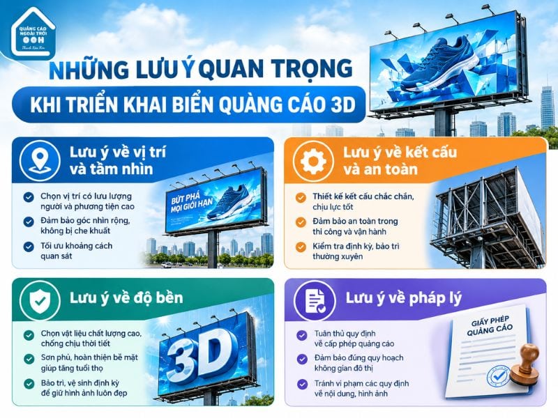 Những lưu ý quan trọng khi triển khai chiến dịch biển quảng cáo 3D - Biển Quảng Cáo OOH 3D: Ưu Điểm, Chi Phí & Top Mẫu Đẹp Những lưu ý quan trọng khi triển khai chiến dịch biển quảng cáo 3D
