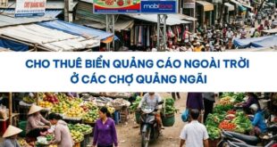 Biển quảng cáo ngoài trời ở các chợ Quảng Ngãi.