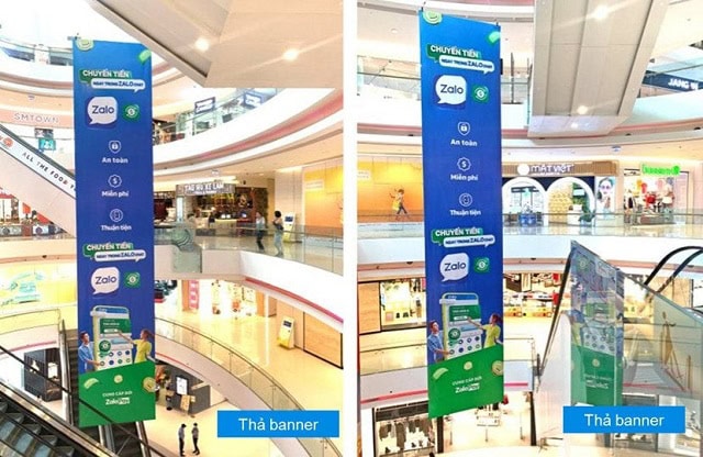 Quảng cáo banner thả trần tại trung tâm thương mại