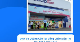 quảng cáo tại cổng chào siêu thị