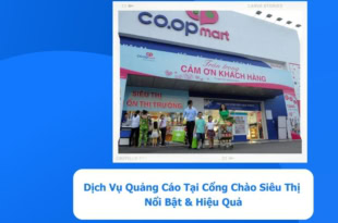 quảng cáo tại cổng chào siêu thị