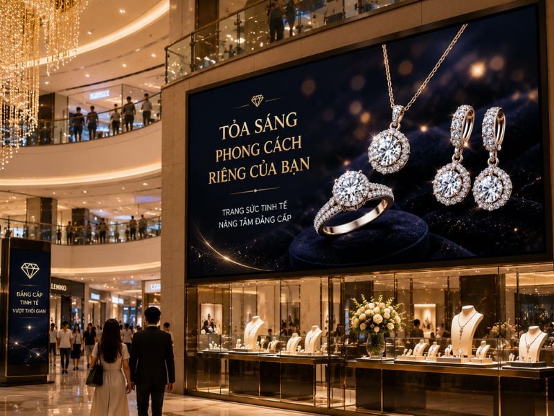 Quảng cáo trang sức treeb màn hình Led trung tâm thương mại