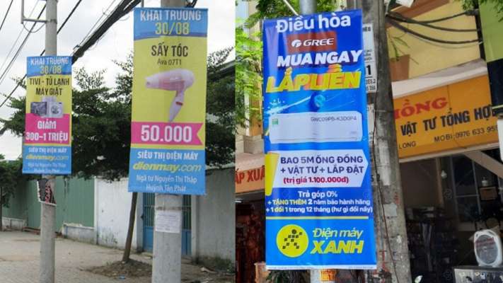 Quảng cáo Phướn Điện Máy Xanh. 
