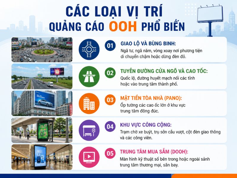 Vị trí quảng cáo ooh phổ biến