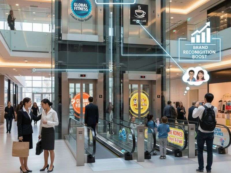 Lợi ích khi dán sticker thang máy thang cuốn trong office building & shopping mall