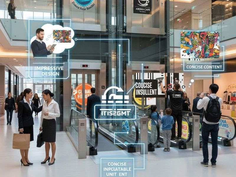 Lưu ý gì khi dán sticker thang máy thang cuốn trong office building & shopping mall?