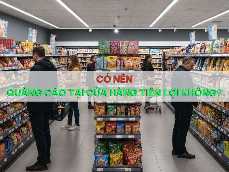 Quảng cáo tại cửa hàng tiện lợi 