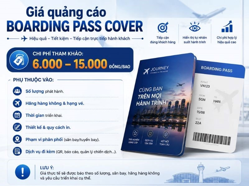 Chi phí quảng cáo Quảng Cáo Boarding Pass Cover