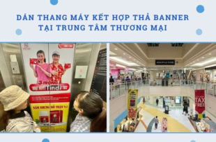 Dán thang máy kết hợp thả banner