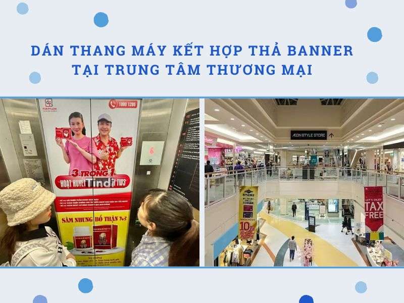 Dán thang máy kết hợp thả banner