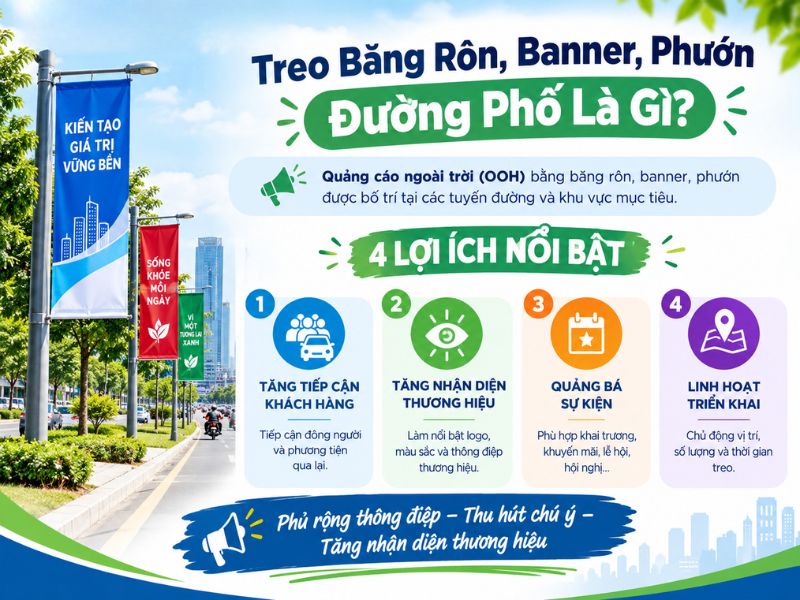 Lợi ích của treo băng rôn, phướn đường phố