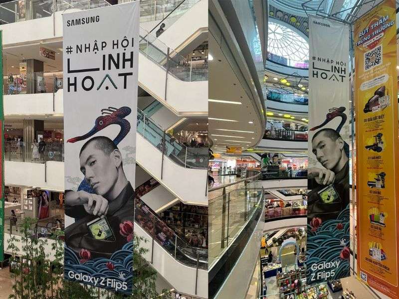 Lưu ý gì khi dán thang máy kết hợp thả banner