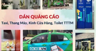 Dán quảng cáo taxi, thang máy, kính cửa hàng, toilet TTTM đẹp