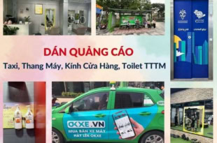 Dán quảng cáo taxi, thang máy, kính cửa hàng, toilet TTTM đẹp