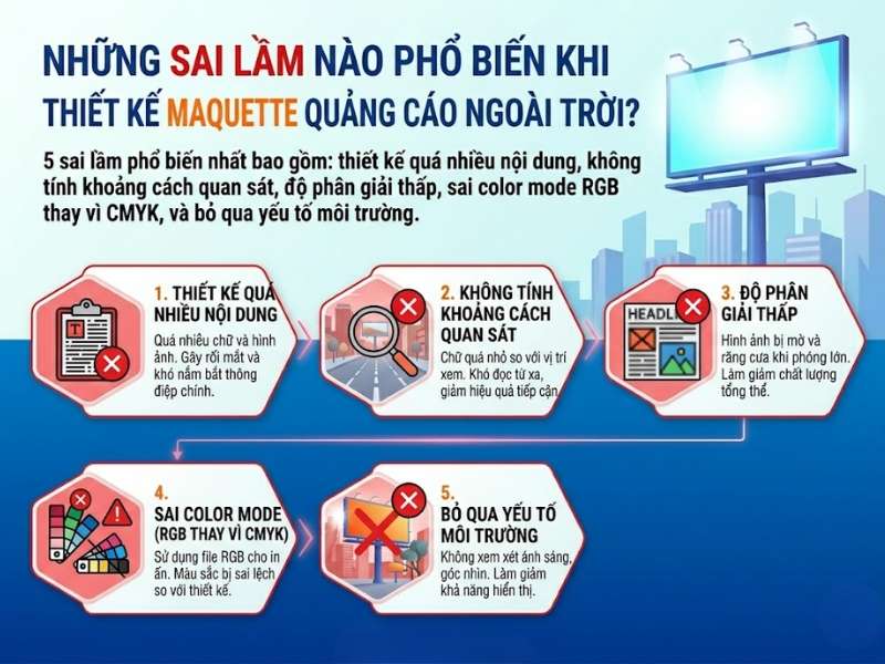 Những sai lầm nào phổ biến khi thiết kế maquette quảng cáo ngoài trời?