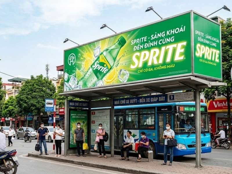 Quảng cáo trên nóc nhà chờ xe buýt