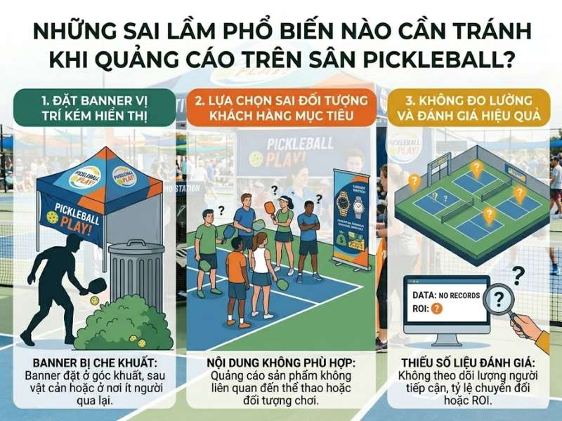 Sai lầm nào cần tránh khi quảng cáo trên sân pickleball?