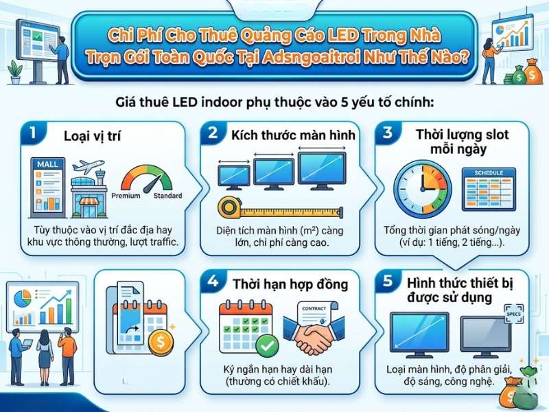 Chi phí cho thuê quảng cáo led trong nhà trọn gói toàn quốc tại Adsngoaitroi như thế nào?