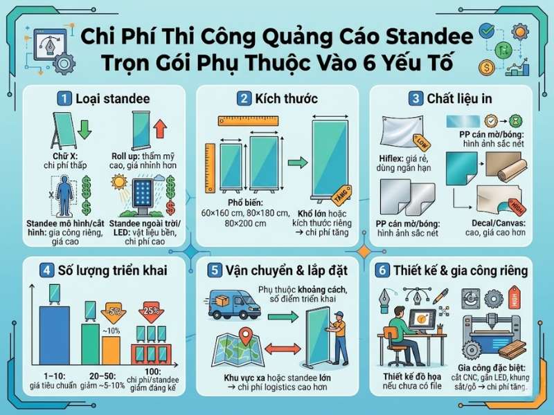 Chi phí thi công quảng cáo standee trọn gói toàn quốc như thế nào?