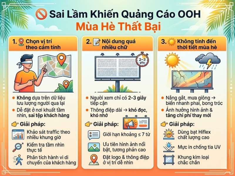 Những sai lầm phổ biến nào khiến chiến dịch quảng cáo ngoài trời mùa hè thất bại?