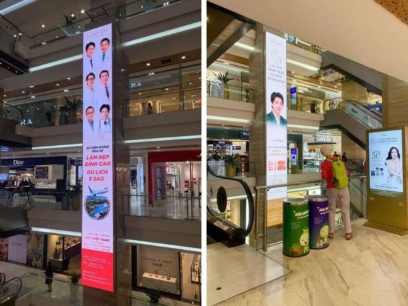 2 mẫu quảng cáo màn hình LED dịch vụ thẩm mỹ tại Vincom Đồng Khởi.