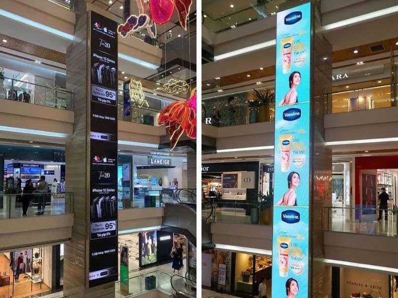 Quảng cáo màn hình LED điện thoại - mỹ phẩm tại Vincom Đồng Khởi.