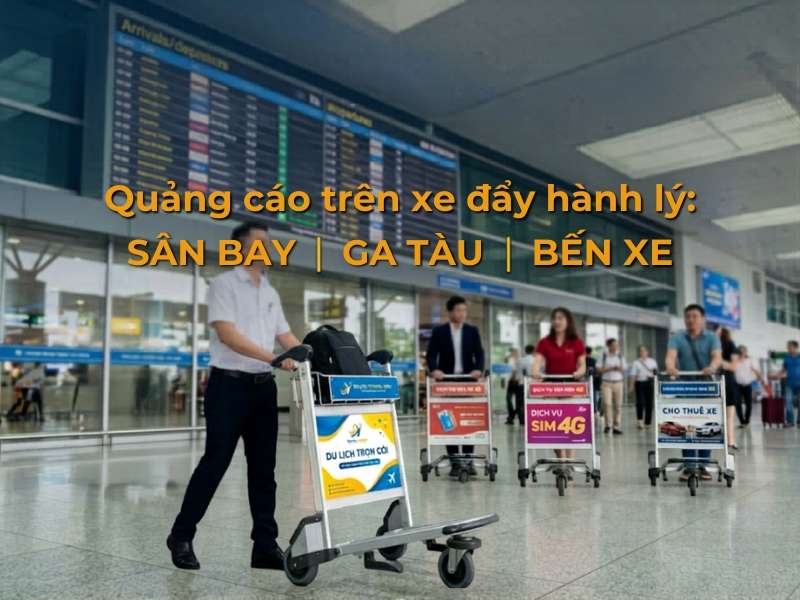Quảng cáo trên xe đẩy hành lý