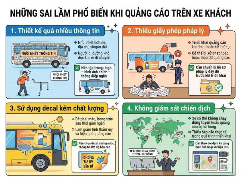 Sai lầm nào cần tránh khi quảng cáo trên xe khách?