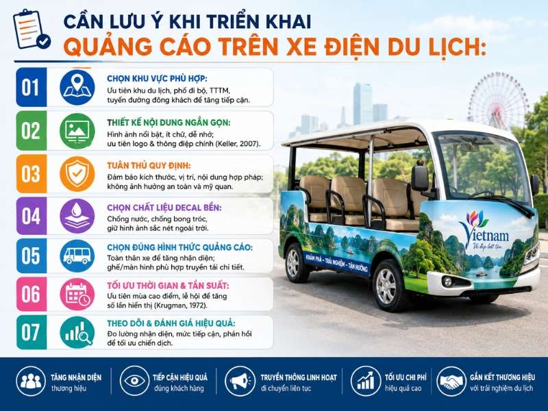 Cần lưu ý gì khi triển khai quảng cáo trên xe điện du lịch?