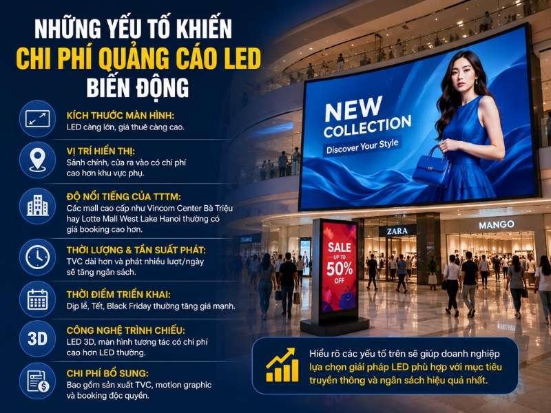 Chi phí quảng cáo led trung tâm thương mại như thế nào?