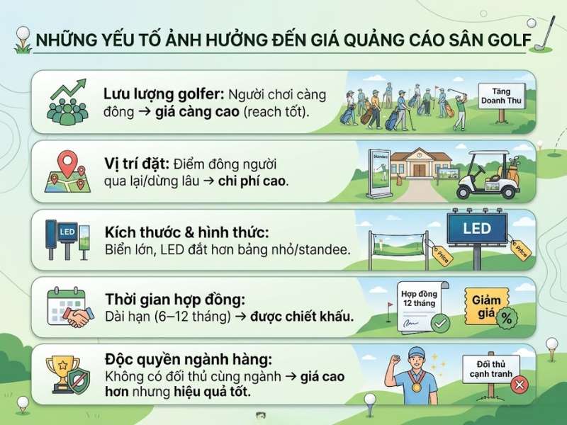 Những yếu tố ảnh hưởng đến giá quảng cáo sân golf