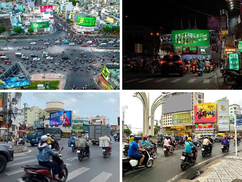 Quảng cáo ngoài trời tại ngã tư trọng điểm, vòng xoay lớn
