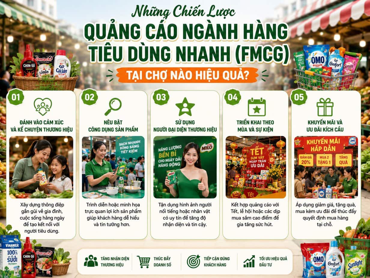 Những chiến lược giúp quảng cáo ngành hàng tiêu dùng nhanh tại chợ hiệu quả