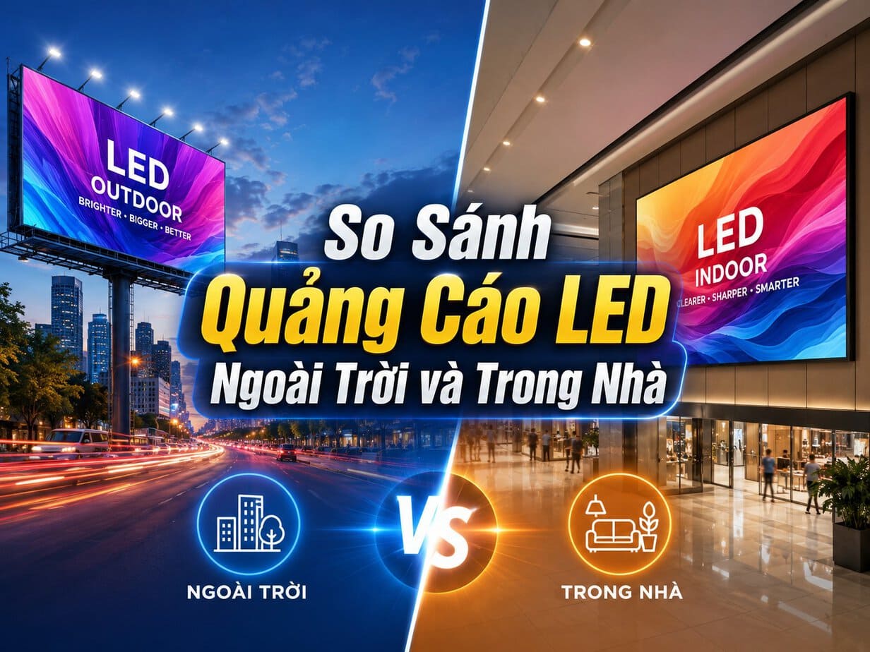So sánh quảng cáo led ngoài trời và trong nhà