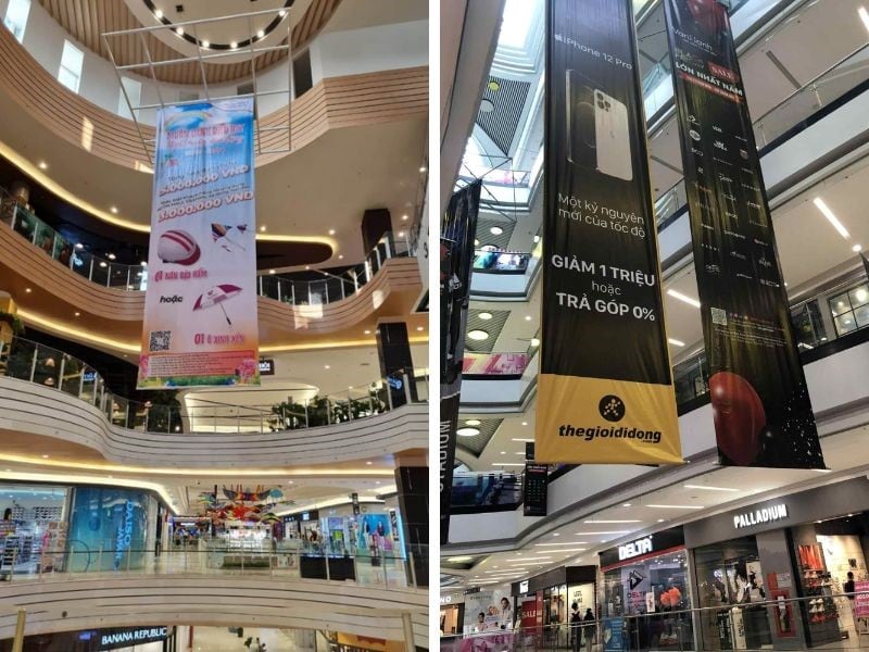 Quảng cáo banner thả trần tại Vạn Hạnh Mall