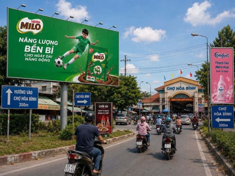 Đặt pano ở các tuyến đường dẫn vào chợ 