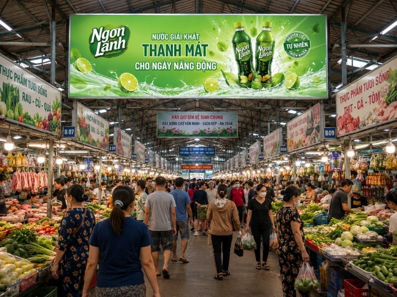 Đặt pano ở lối đi chính trong khu vực kinh doanh 