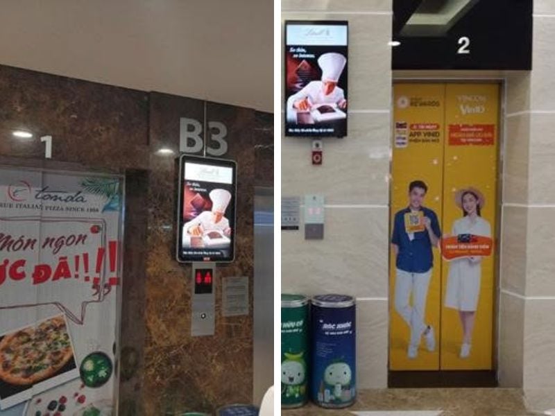 Quảng cáo thang máy tại Lotte Mart.