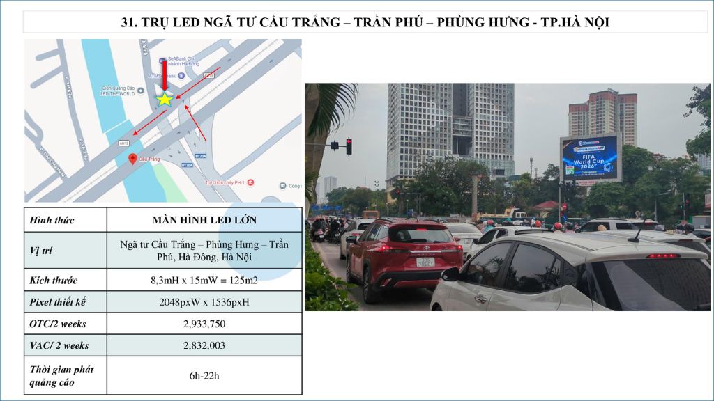 - Led Ngã 4 Cầu Trắng Trần Phú & Phùng Hưng
