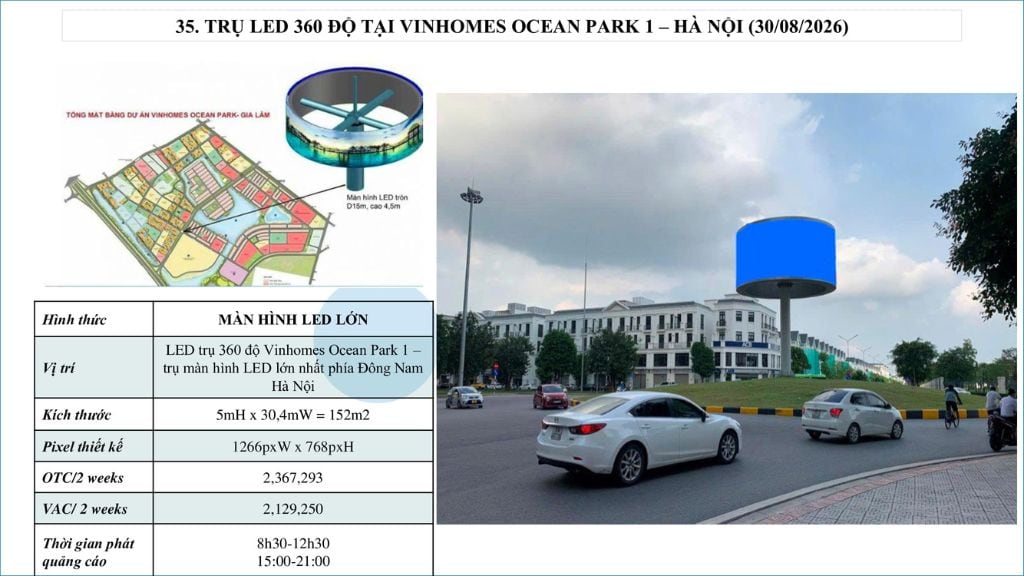 - Led 360 độ Vinhome Ocean Park, Hà Nội