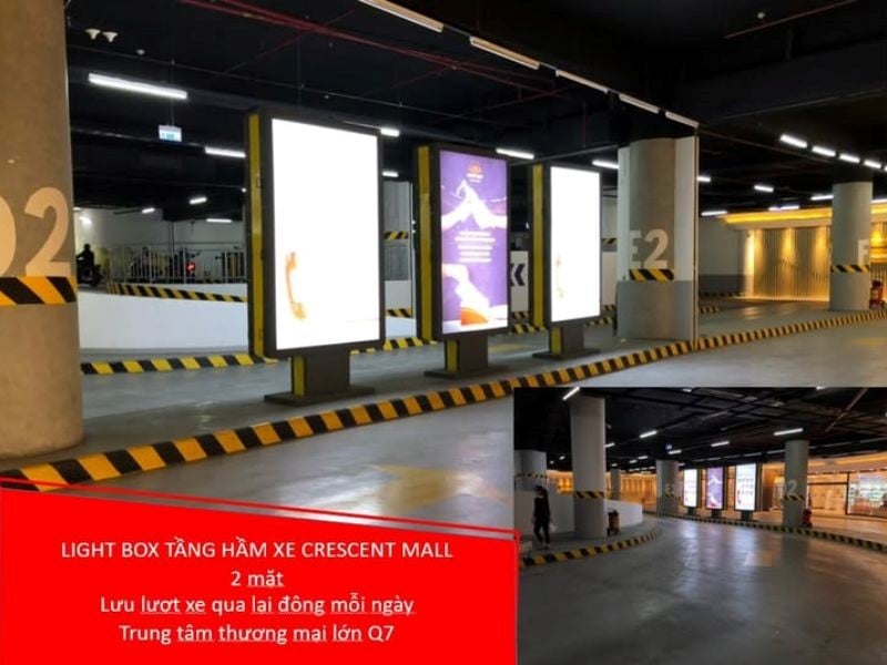 Hệ thống hộp đèn Lightbox hai mặt tại khu vực hầm xe